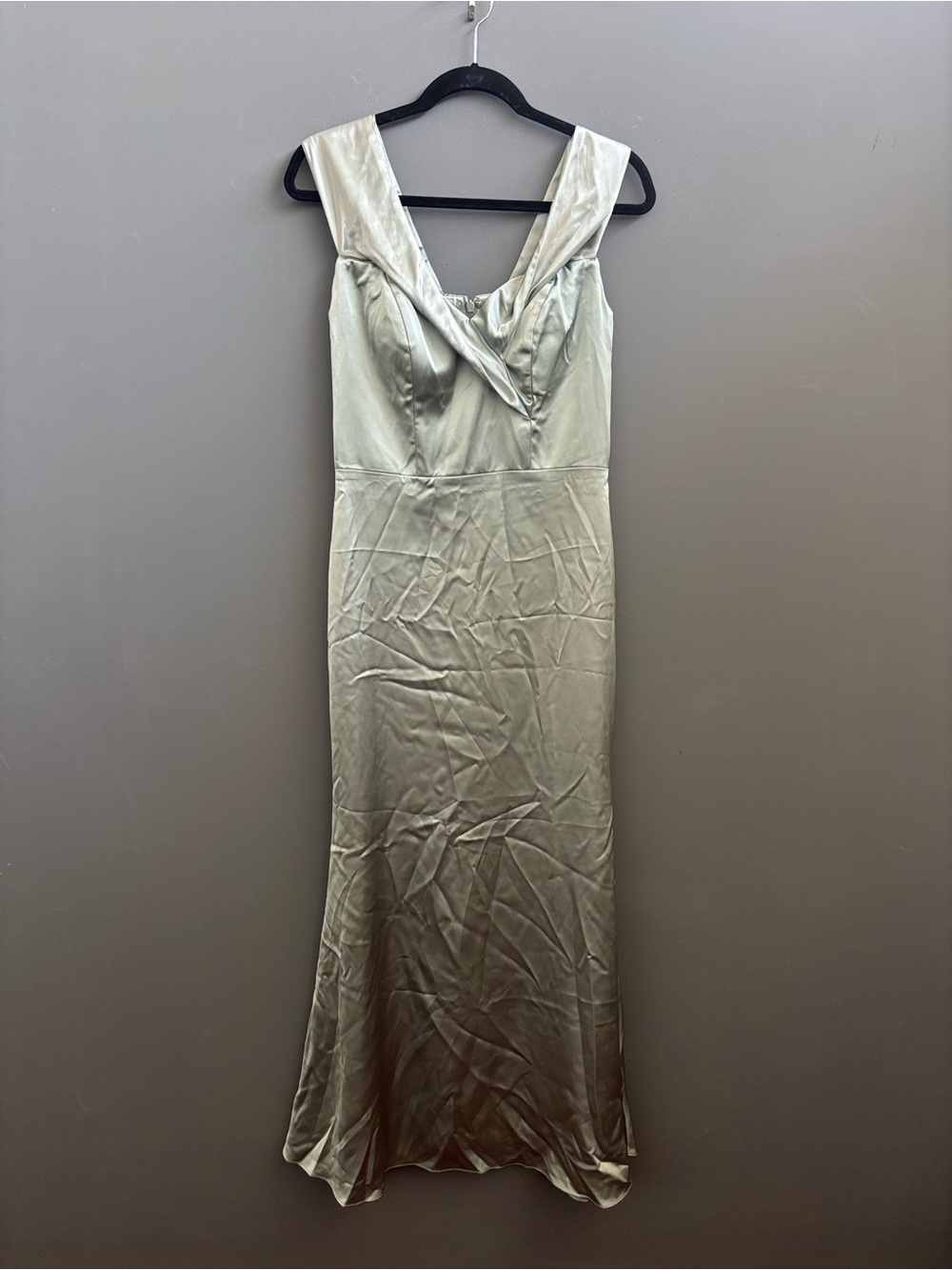 Revelry Satin Maxi Dress in Sage Green